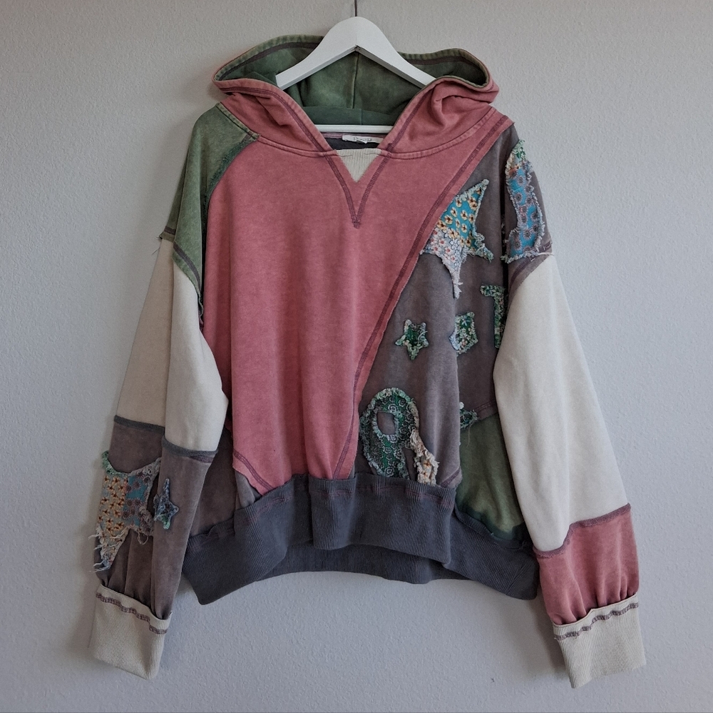 Oli & Hali Stars Patchwork Hoodie Mineral Wash L - Picture 4 of 15